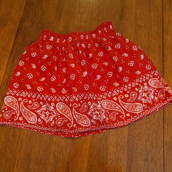 Osh Kosh Bgosh Girls Red Paisley Patterned Skirt 100% Cotton Sz 5 Lined - Picture 2 of 3
